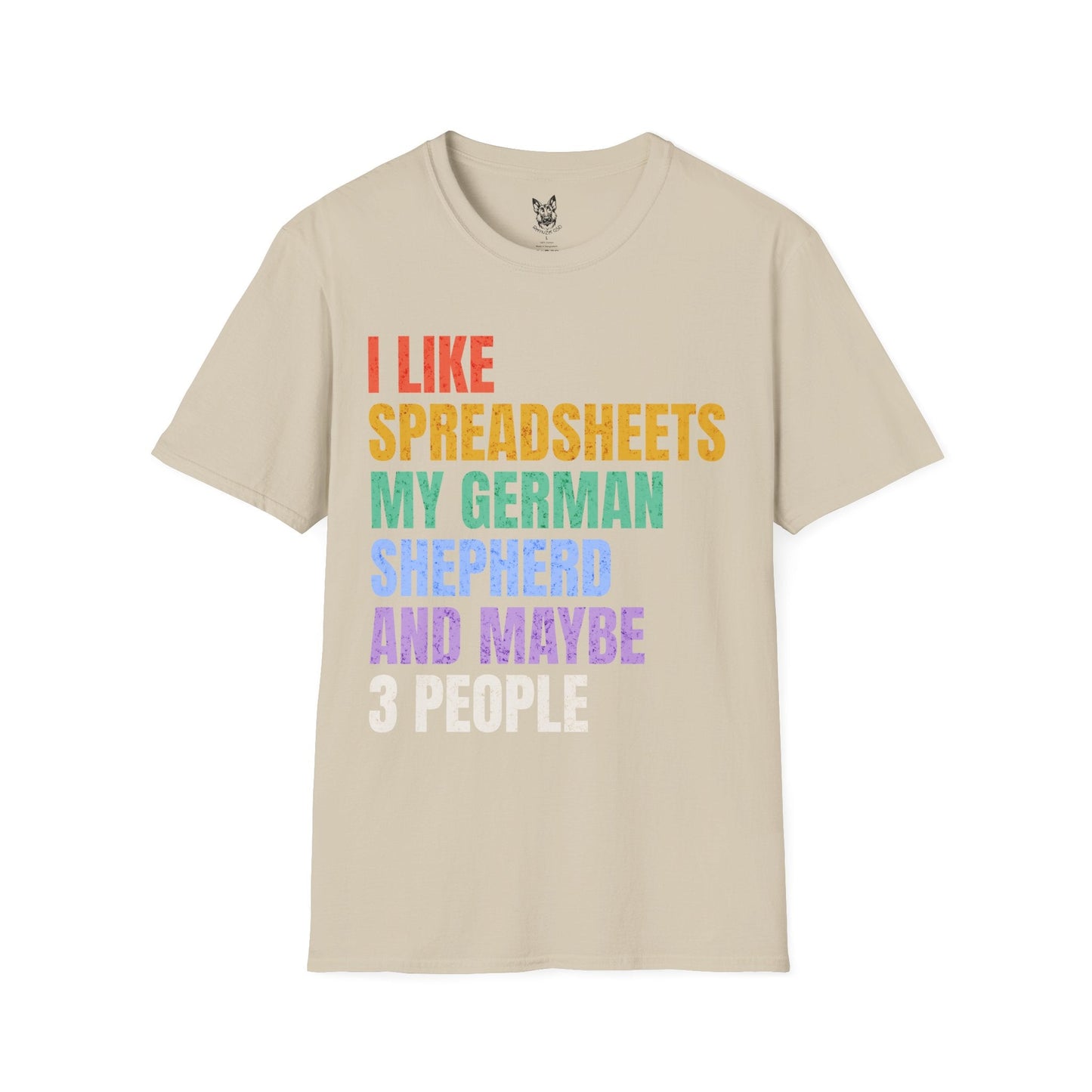 T-Shirt Sand / S Spreadsheets & Shepherds – Funny German Shepherd T-Shirt (UK)