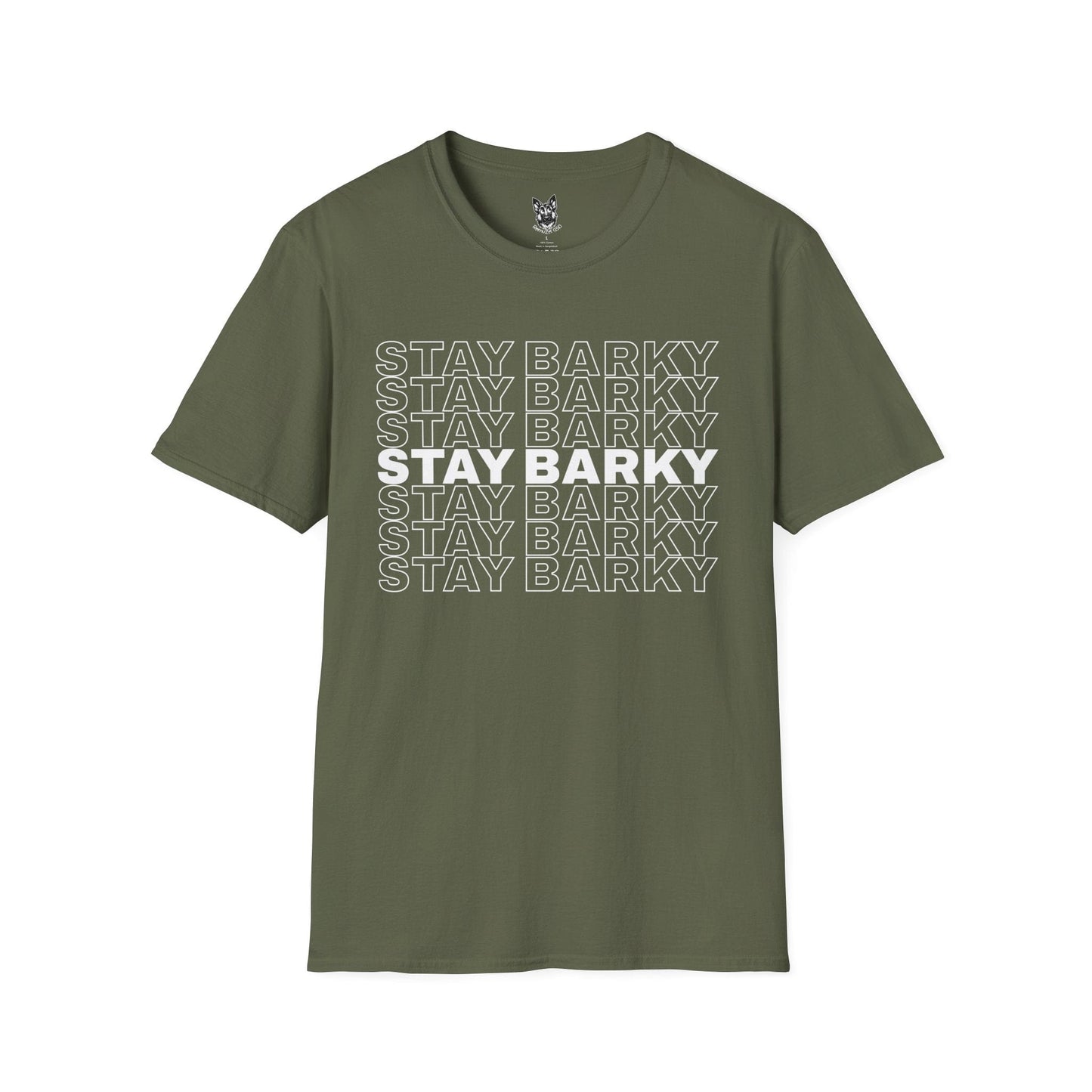 T-Shirt Military Green / S Stay Barky – Funny German Shepherd T-Shirt (UK)
