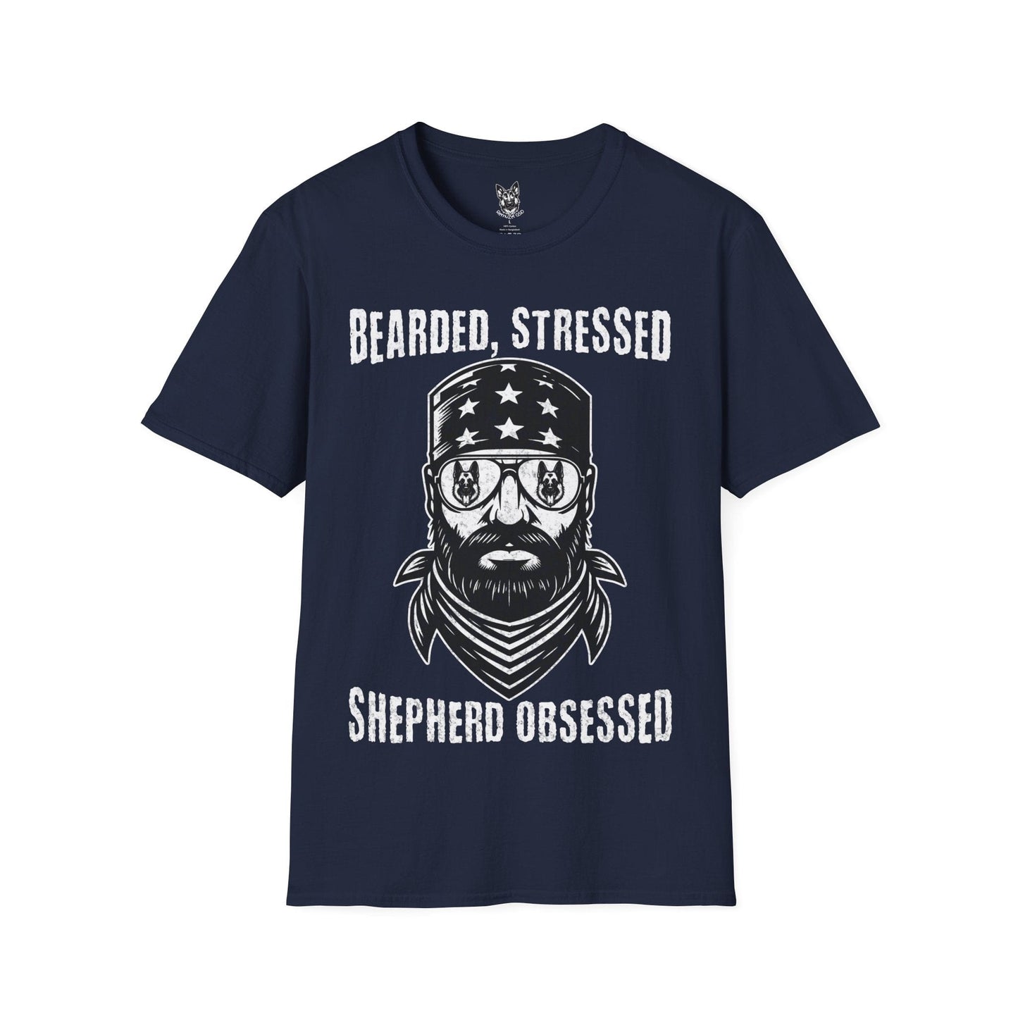 T-Shirt Navy / S Stressed & Shepherd-Obsessed – Relatable German Shepherd T-Shirt (UK)