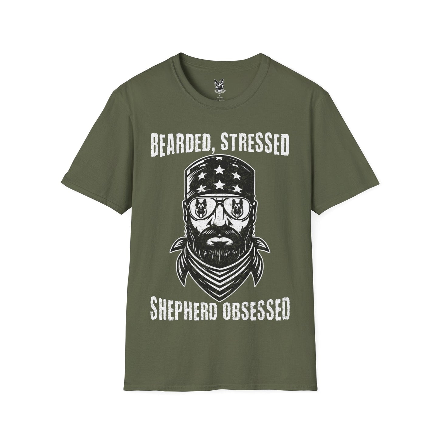 T-Shirt Military Green / S Stressed & Shepherd-Obsessed – Relatable German Shepherd T-Shirt (UK)