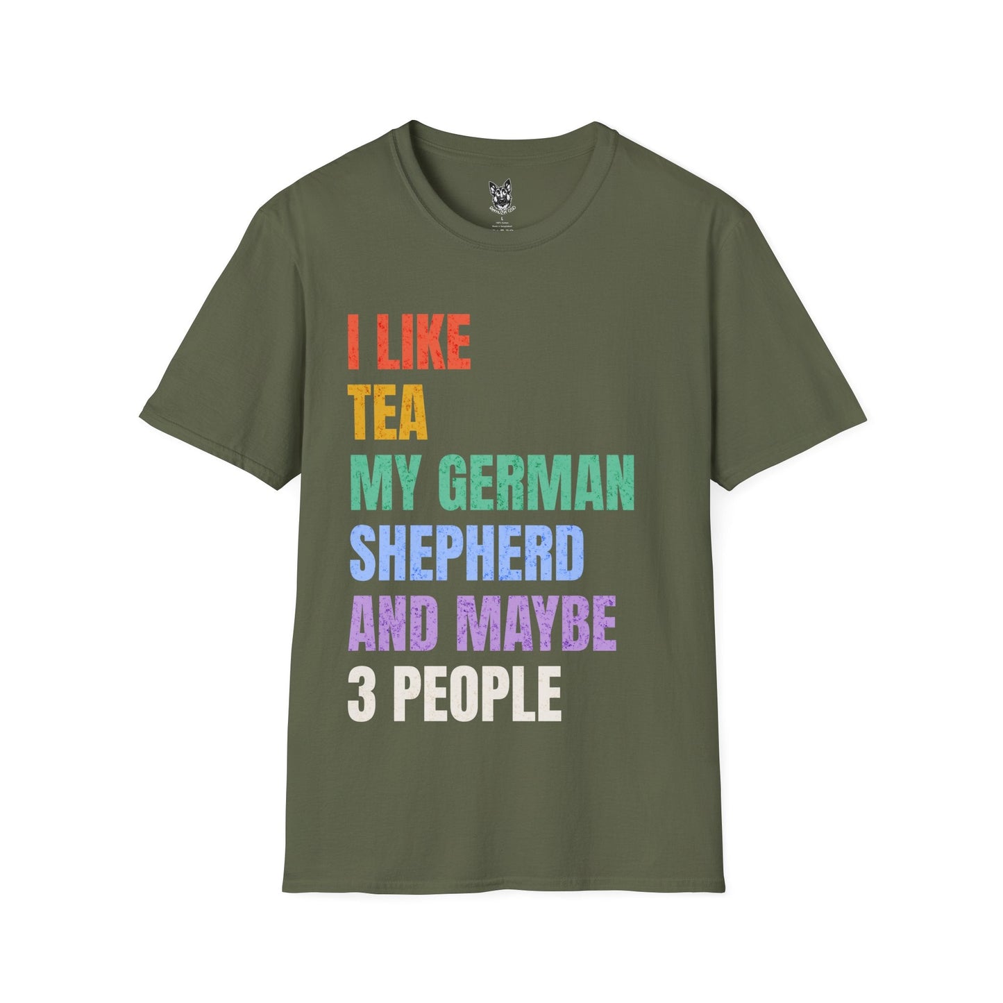 T-Shirt Military Green / S Tea & Shepherds – Funny German Shepherd T-Shirt (UK)