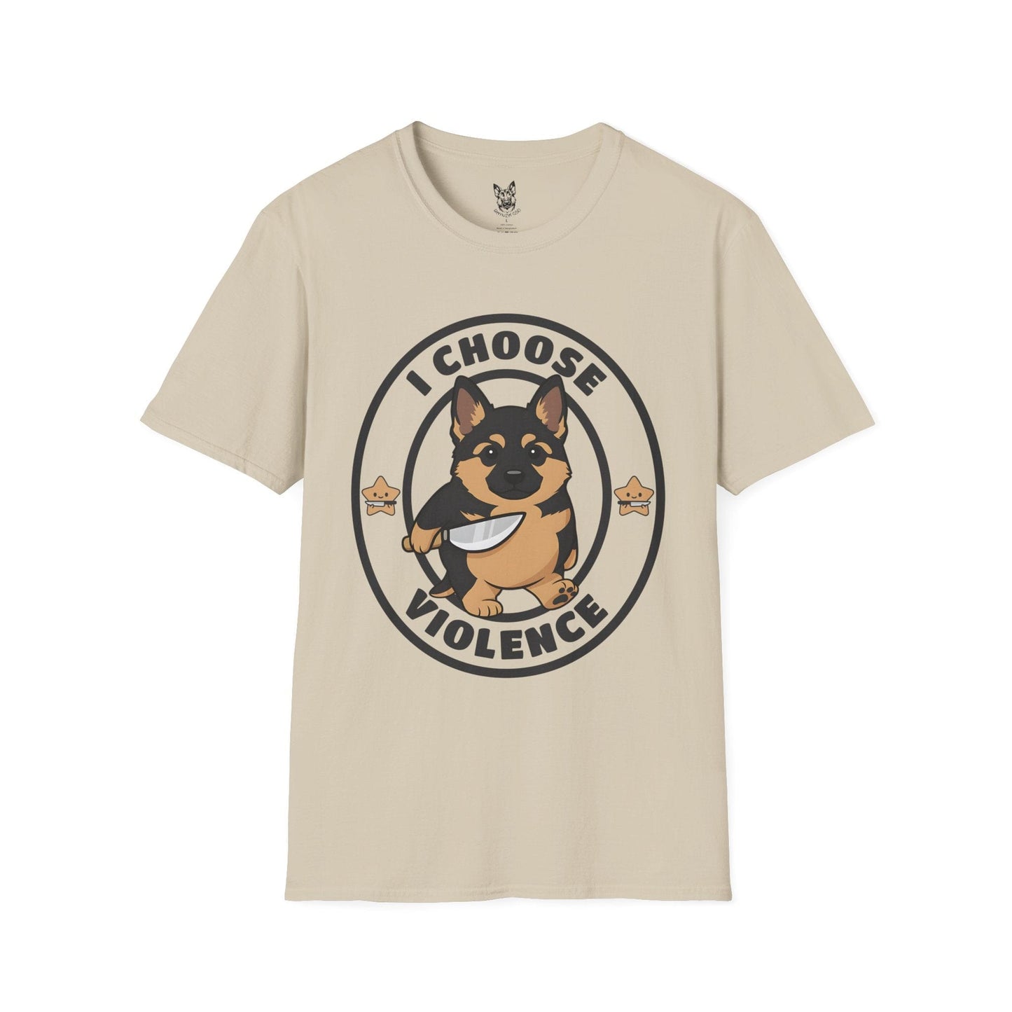 T-Shirt Sand / S Tiny Menace Energy – Funny German Shepherd T-Shirt (UK)