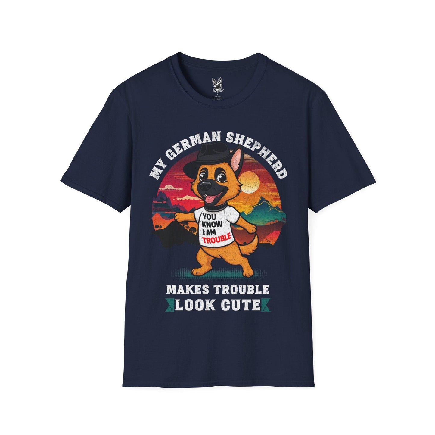 T-Shirt Navy / S Trouble Looks Cute – Sassy German Shepherd T-Shirt (UK)