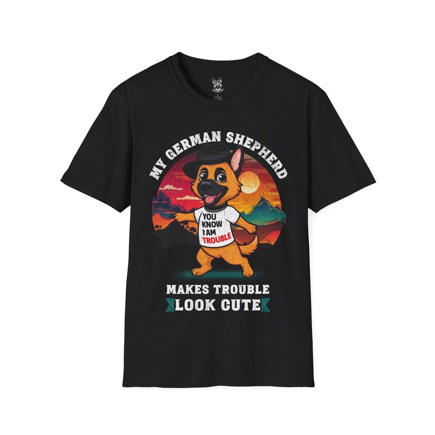 T-Shirt Black / S Trouble Looks Cute – Sassy German Shepherd T-Shirt (UK)