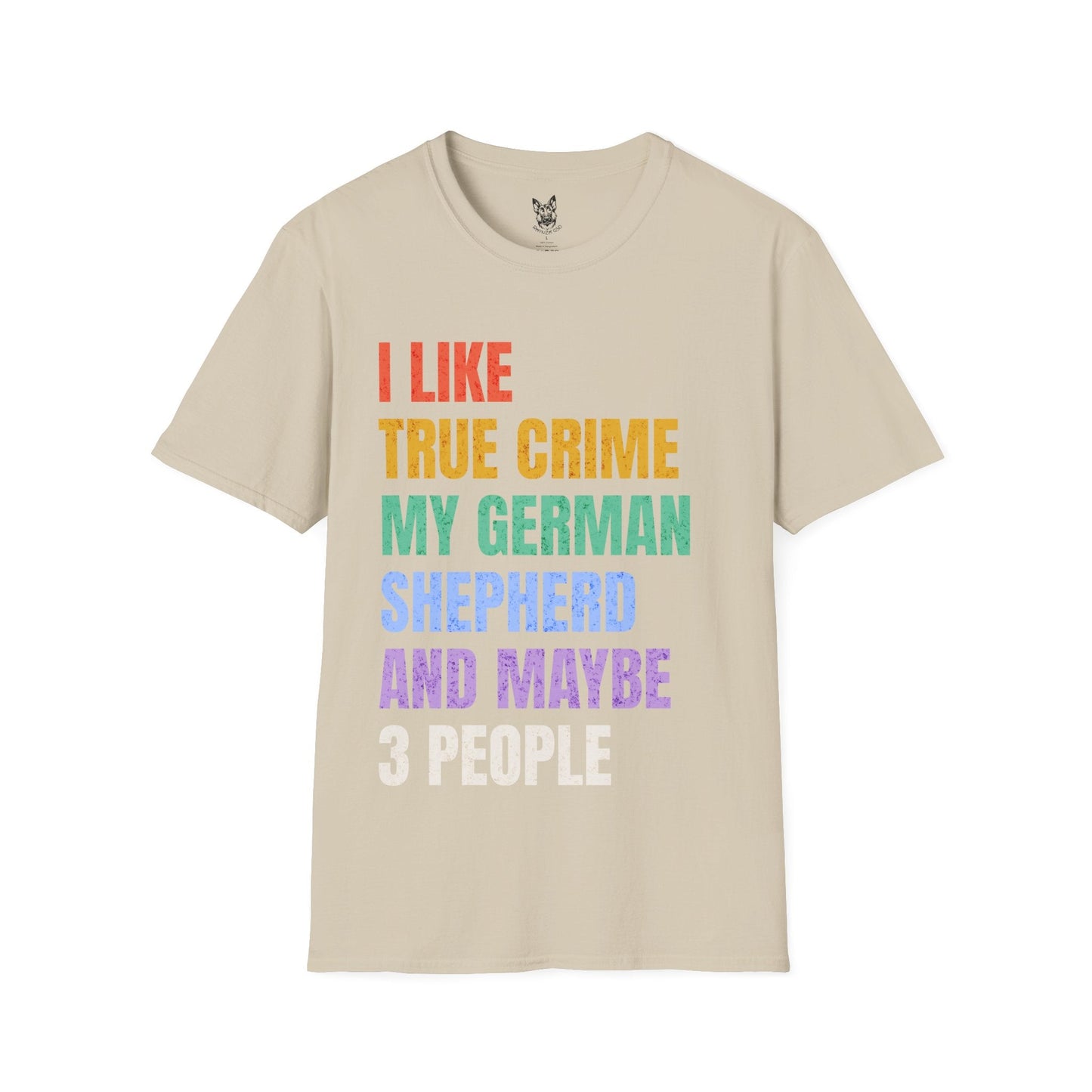 T-Shirt Sand / S True Crime & Shepherds – Funny German Shepherd T-Shirt (UK)
