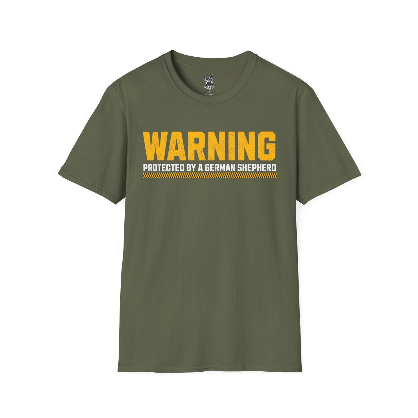 T-Shirt Military Green / S Warning: On Duty – Protective German Shepherd T-Shirt (UK)