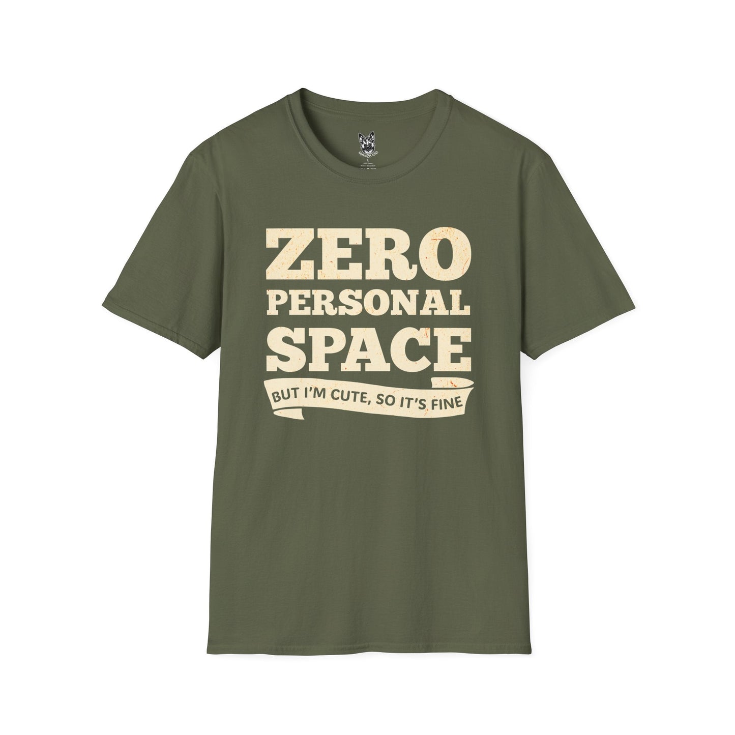 T-Shirt Military Green / S Zero Personal Space – Funny German Shepherd T-Shirt (UK)