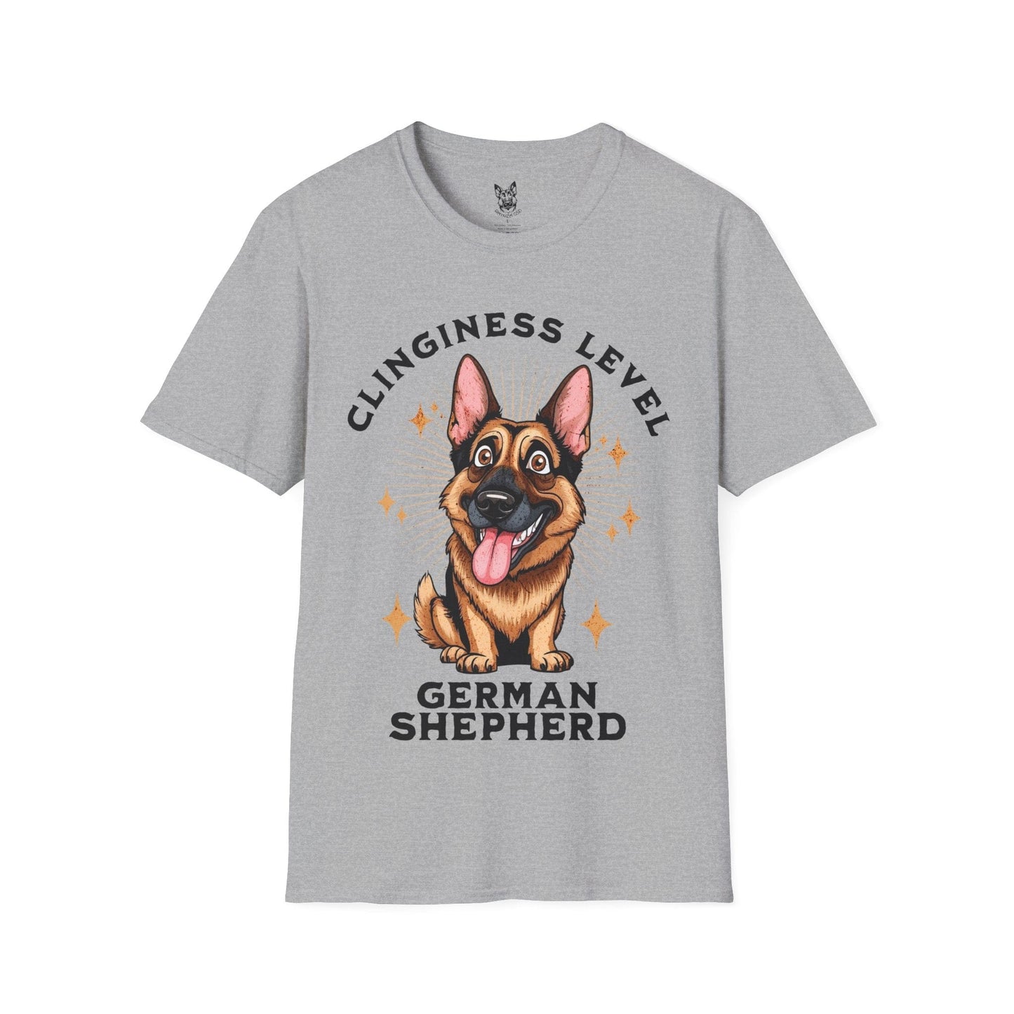T-Shirt Sport Grey / S Clinginess Level: Shadow – Funny German Shepherd T-Shirt (UK)