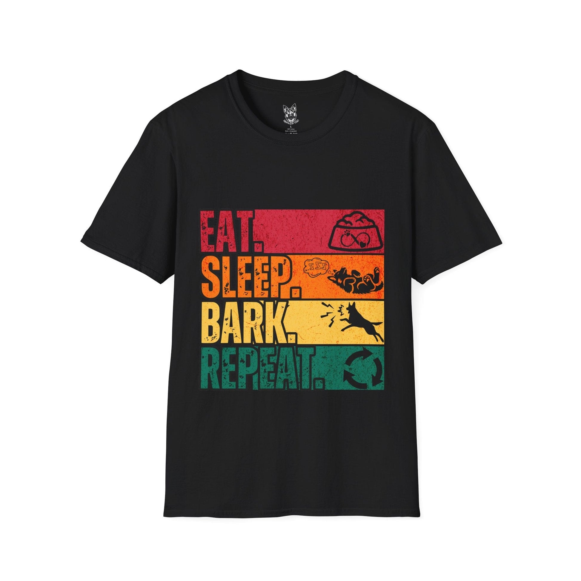 T-Shirt Black / S Eat. Sleep. Bark. Repeat. – Relatable German Shepherd T-Shirt (UK)