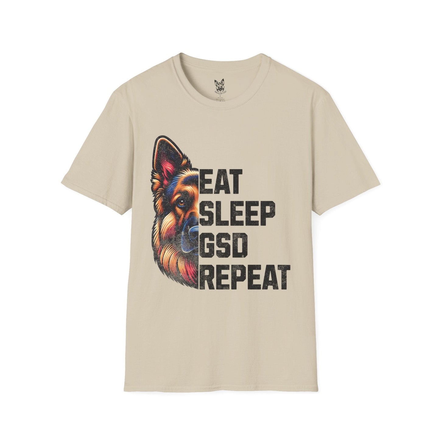 T-Shirt Sand / S Eat. Sleep. GSD. Repeat. – Relatable German Shepherd T-Shirt (UK)