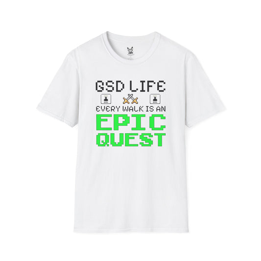 T-Shirt White / S Epic Quest Walks – Gamer German Shepherd T-Shirt (UK)