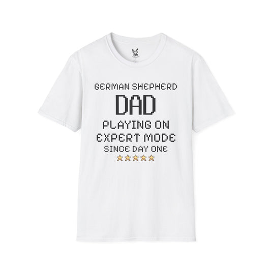 T-Shirt White / S Expert Mode Dad – Gamer German Shepherd T-Shirt (UK)
