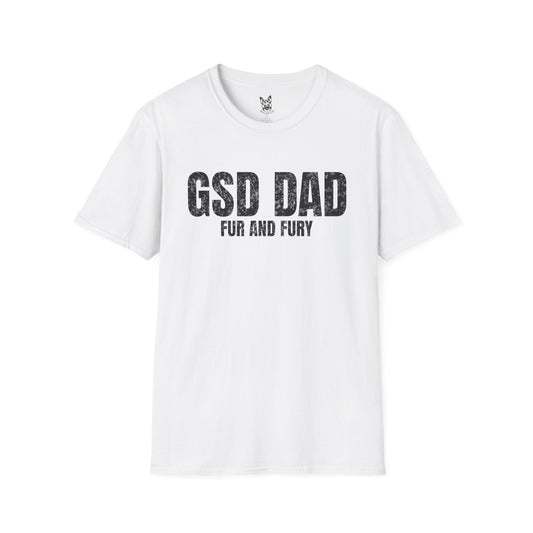 T-Shirt White / S Fur & Fury Dad – Bold German Shepherd T-Shirt (UK)