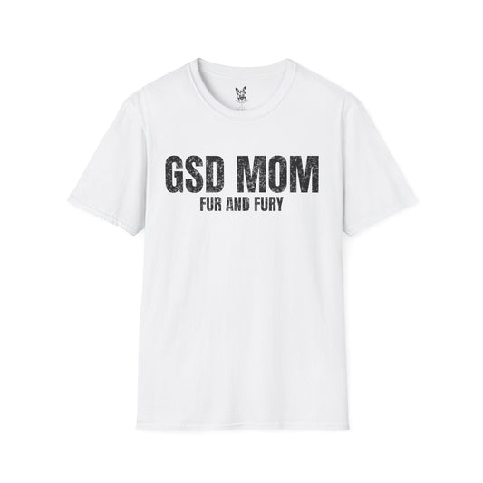 T-Shirt White / S Fur & Fury Mom – Bold German Shepherd T-Shirt (UK)