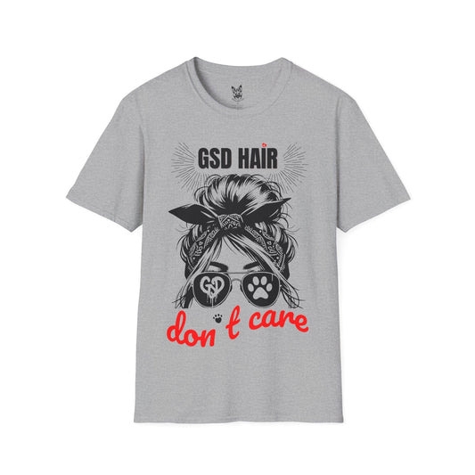 T-Shirt Sport Grey / S GSD Hair, Don’t Care – Sassy German Shepherd T-Shirt (UK)