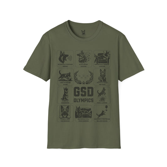 T-Shirt Military Green / S GSD Olympics – Sporty German Shepherd T-Shirt (UK)
