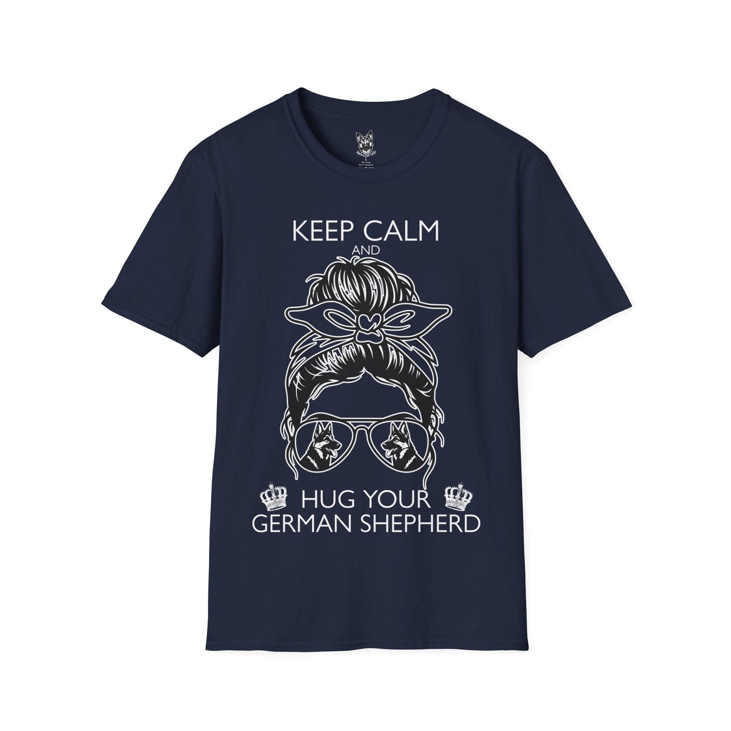 T-Shirt Navy / S Hug-First Policy – Cute German Shepherd T-Shirt (UK)