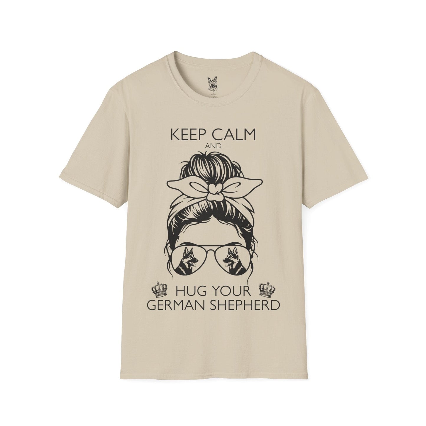 T-Shirt Sand / S Hug-First Policy – Cute German Shepherd T-Shirt (UK)