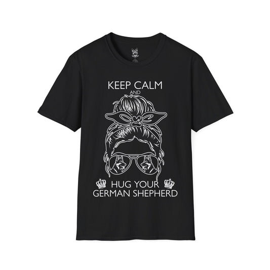 T-Shirt Black / S Hug-First Policy – Cute German Shepherd T-Shirt (UK)
