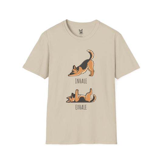 T-Shirt Sand / S Inhale, Exhale – Calm German Shepherd T-Shirt (UK)