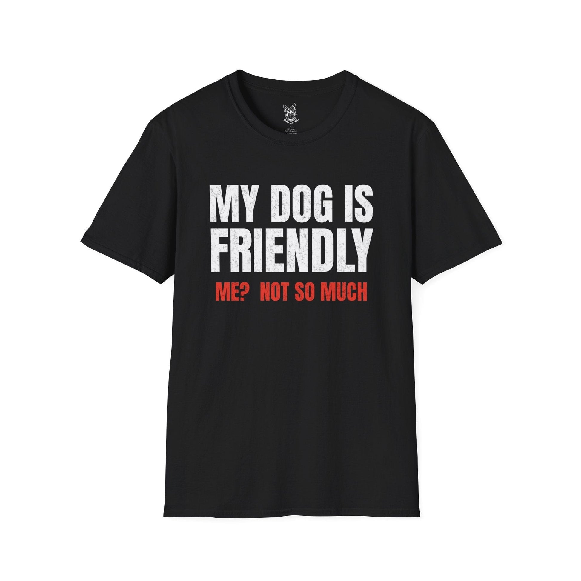 T-Shirt Black / S My Dog is Friendly – Funny German Shepherd T-Shirt (UK)