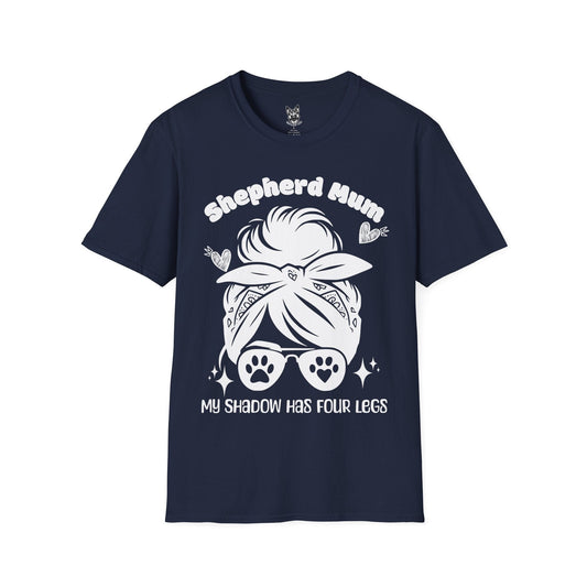 T-Shirt Navy / S My Shadow Has Four Legs – Mum Life German Shepherd T-Shirt (UK)