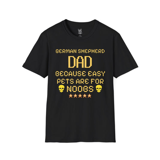 T-Shirt Black / S No Easy Mode – Gaming Dad German Shepherd T-Shirt (UK)