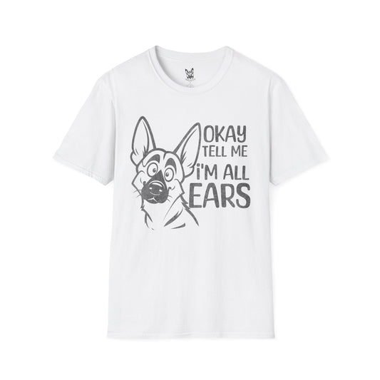 T-Shirt White / S Okay, tell me – Funny German Shepherd T-Shirt (UK)