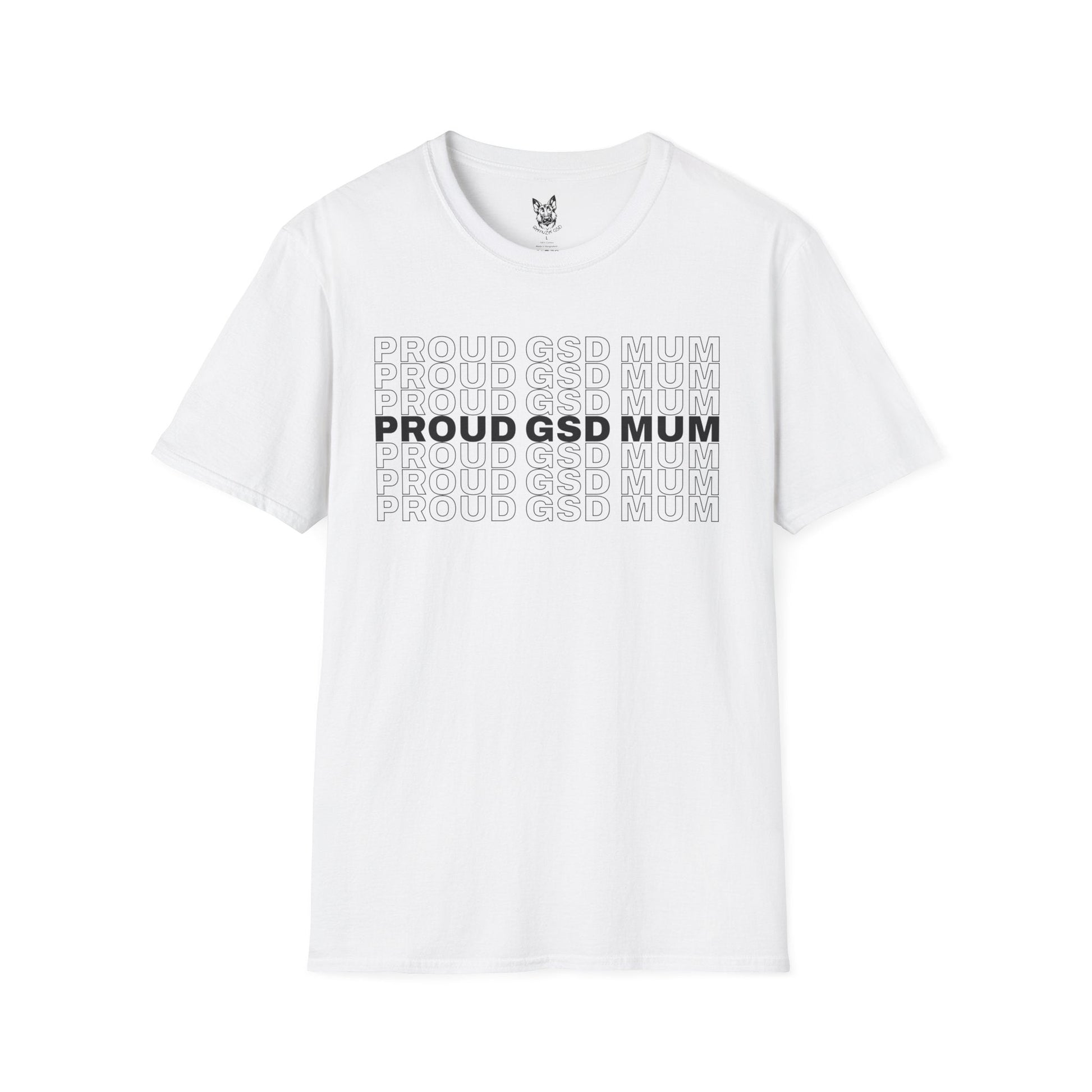 T-Shirt White / S Proud GSD Mum – Bold German Shepherd T-Shirt (UK)