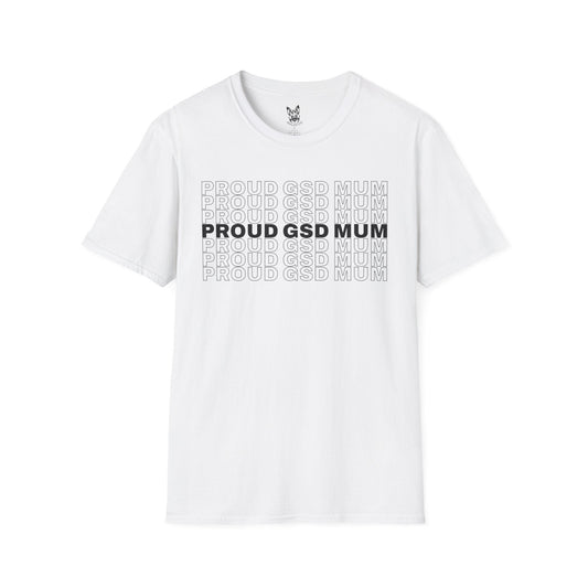 T-Shirt White / S Proud GSD Mum – Bold German Shepherd T-Shirt (UK)