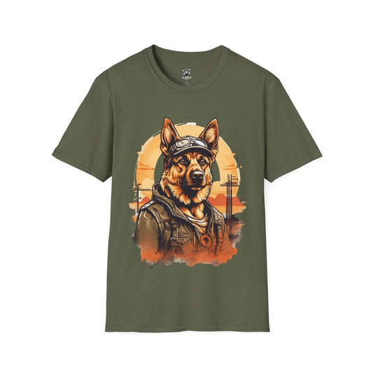 T-Shirt Military Green / S Road Warrior – Rugged German Shepherd T-Shirt (UK)