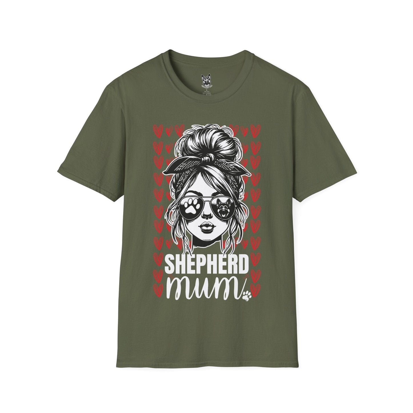 T-Shirt Military Green / S Shepherd Mum Vibes – Cute German Shepherd T-Shirt (UK)