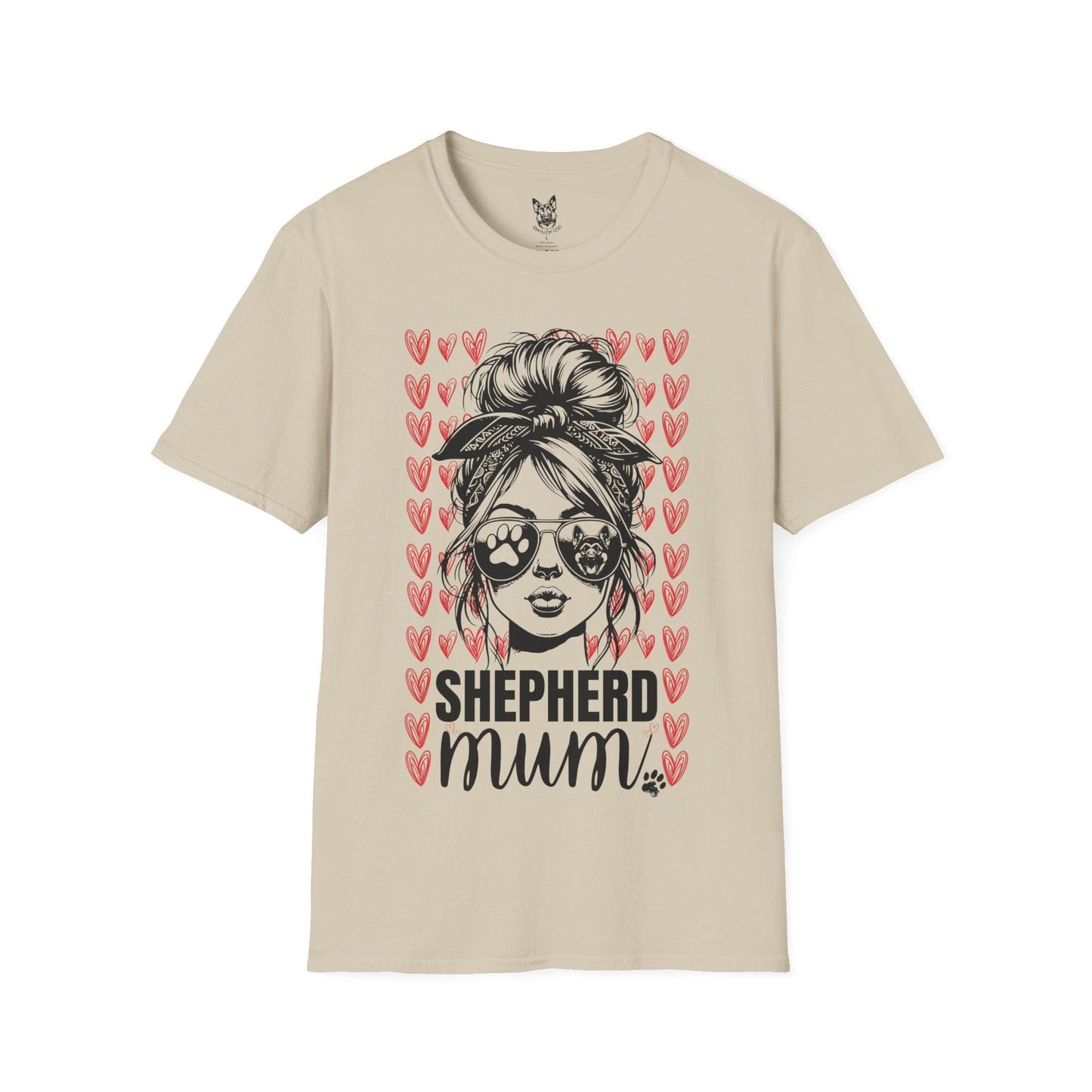 T-Shirt Sand / S Shepherd Mum Vibes – Cute German Shepherd T-Shirt (UK)
