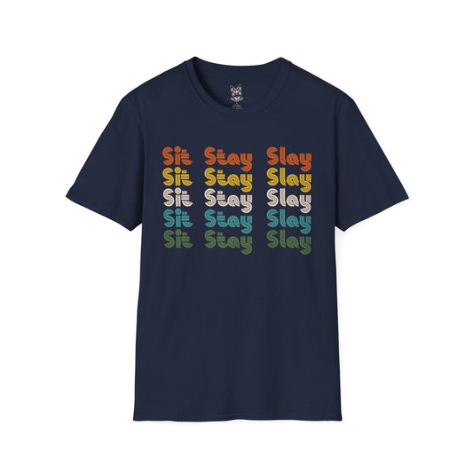 T-Shirt Navy / S Sit, Stay, Slay – Cute German Shepherd T-Shirt (UK)