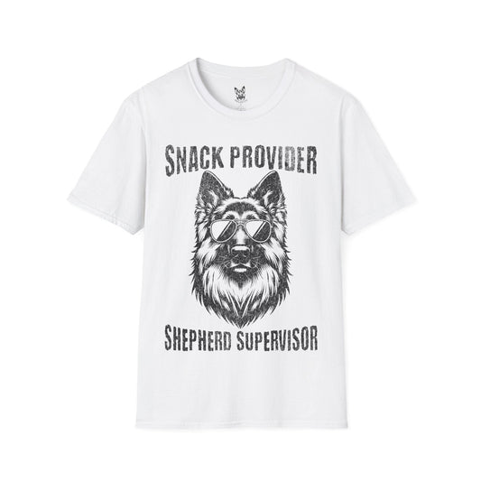 T-Shirt White / S Snack Provider & Supervisor – Funny German Shepherd T-Shirt (UK)
