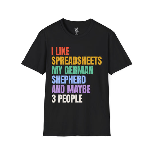 T-Shirt Black / S Spreadsheets & Shepherds – Funny German Shepherd T-Shirt (UK)