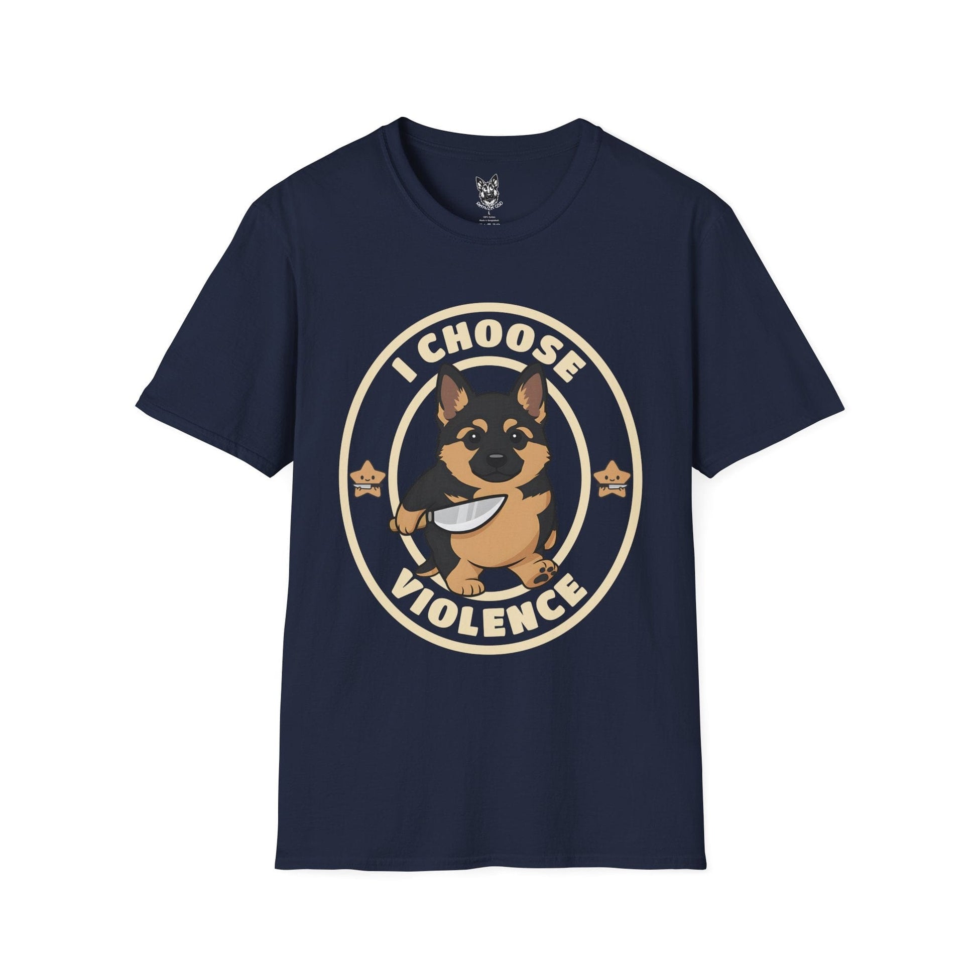 T-Shirt Navy / S Tiny Menace Energy – Funny German Shepherd T-Shirt (UK)