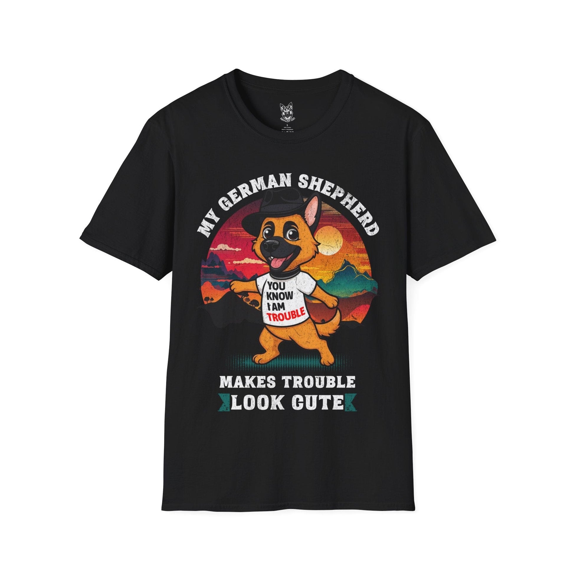 T-Shirt Black / S Trouble Looks Cute – Sassy German Shepherd T-Shirt (UK)